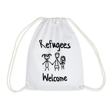 Refugees Welcome - Drawstring Bag - white - Front