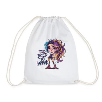 Rebellious Girl – Too Bold to Break - Drawstring Bag - white - Front