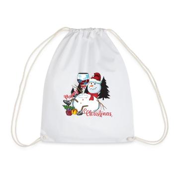 Christmas, wine Christmas, red wine funny wine wine - Drawstring Bag - white - Front