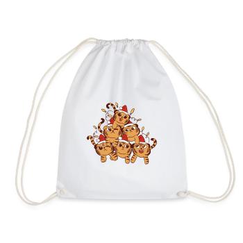 Tiger Cat Christmas Tree Christmas - Drawstring Bag - white - Front