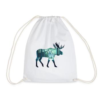 Moose - Drawstring Bag - white - Front