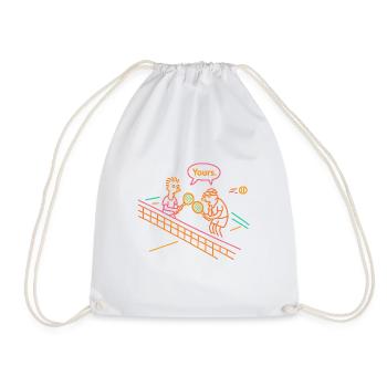 Witziges Doppel Tennis Motiv Geschenk Kollege Team - Turnbeutel - Weiß - Vorne