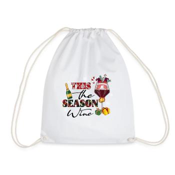 Christmas, wine Christmas, red wine funny wine wine - Drawstring Bag - white - Front