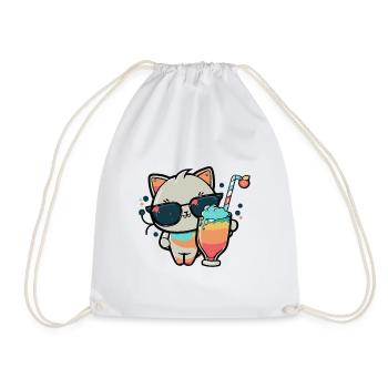 The coolest cat on the beach - Drawstring Bag - white - Front