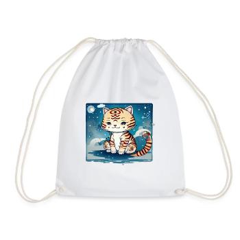 A cat design that couldn't be sweeter. - Drawstring Bag - white - Front