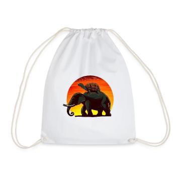 Elephant Turtle Sunset Design - Drawstring Bag - white - Front