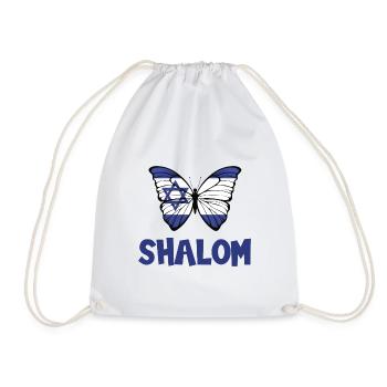 Shalom Israel Flagge Schmetterling - Turnbeutel - Weiß - Vorne
