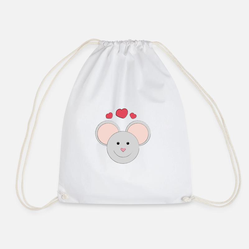 Süße lachende Maus - Geschenk - Geschenkidee - Turnbeutel - Weiß