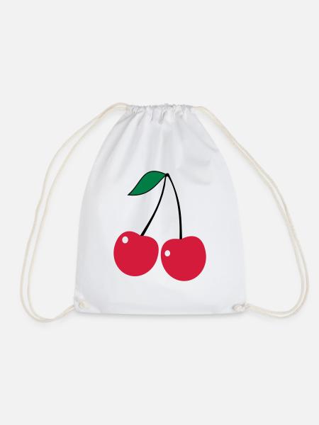 cherry - Drawstring Bag - white