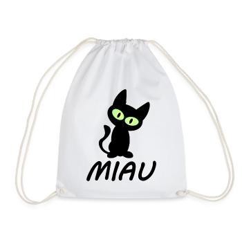 Katze Miau / süßes Kätzchen / NEU als Sticker - Turnbeutel - Weiß - Vorne