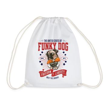 United States of Funky Dog - Drawstring Bag - white - Front