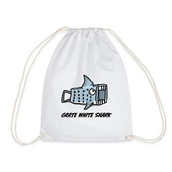 Grate White Shark – animal print - Drawstring Bag - white - Front
