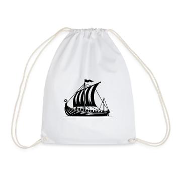 Drachenboot Wikinger Style Segel Design - Turnbeutel - Weiß - Vorne