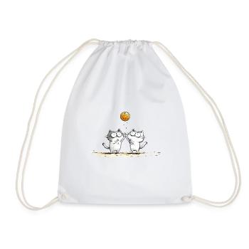 Cats Playing Beachvolleyball - Drawstring Bag - white - Front