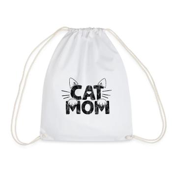 cat mom - Funny cat sayings - Drawstring Bag - white - Front