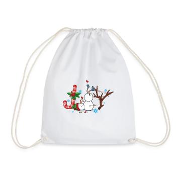 Christmas, Christmas, Red Wine, Funny, Wine - Drawstring Bag - white - Front