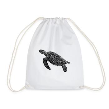 Vintage diving turtle - Drawstring Bag - white - Front