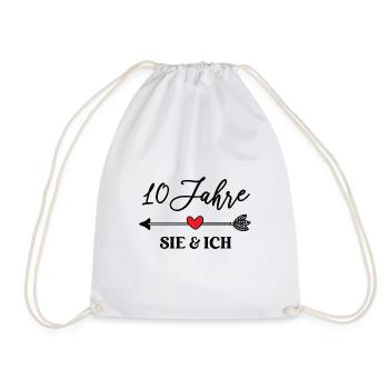 10 Jahre Sie und Ich 10. Hochzeitstag Ehe Paar - Turnbeutel - Weiß - Vorne