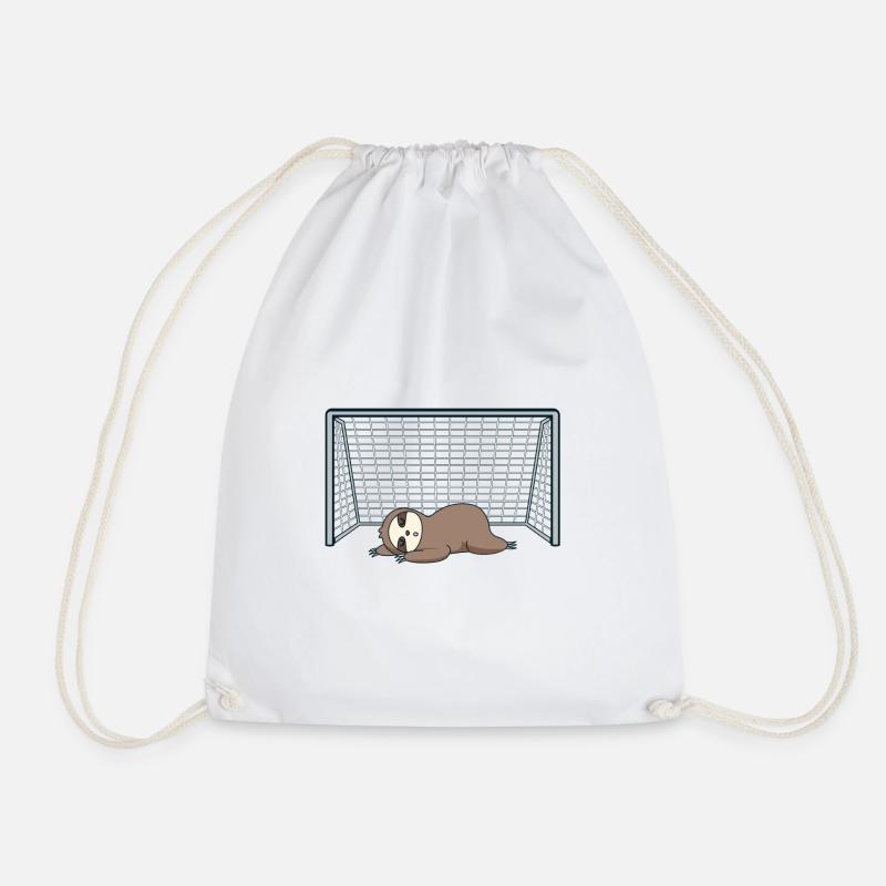 Football Goalkeeper Sloth Sleeping - Drawstring Bag - white
