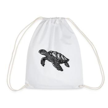 Elegant Swimming Turtles for Divers - Drawstring Bag - white - Front