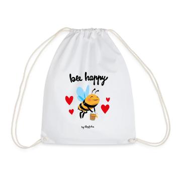 Bee happy black - Turnbeutel - Weiß - Vorne