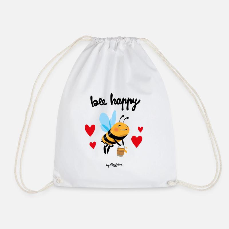 Bee happy black - Turnbeutel - Weiß