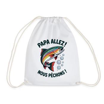 Papa allez! Nous allons à la pêche ! - Sac de sport léger - blanc - Devant