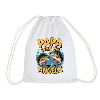 Papa komm wir angeln! Angelabenteuer mit Papa - Turnbeutel - Weiß - Vorne
