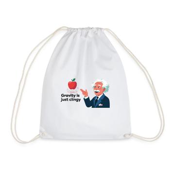 Fun physics design – Gravity is just clingy - Drawstring Bag - white - Front