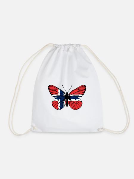 Norwegen Flaggen Schmetterling - Turnbeutel - Weiß