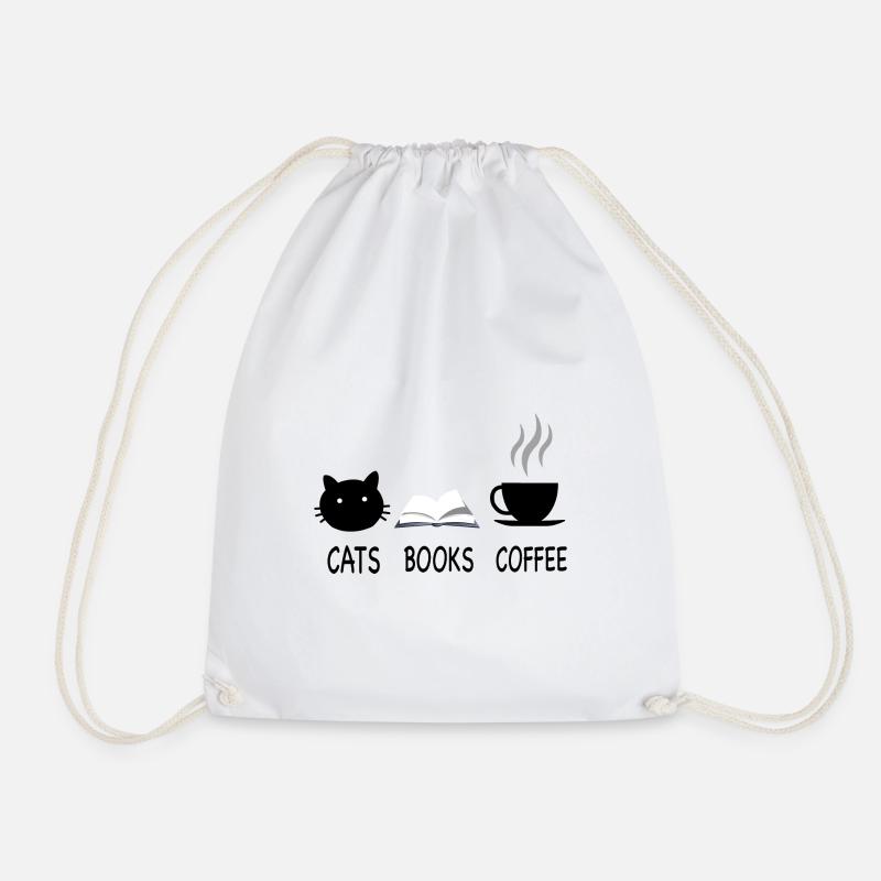 Cats Books Coffee - Turnbeutel - Weiß