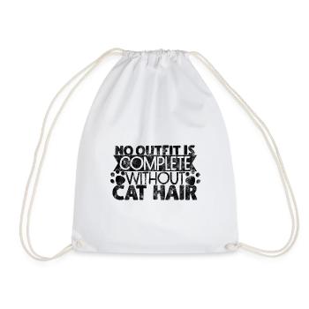 No Outfit is Complete Without Cat Hair - Drawstring Bag - white - Front