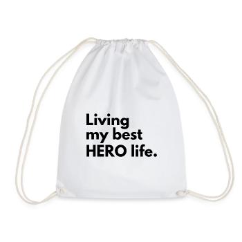 Living My Best Hero Life. - Drawstring Bag - white - Front