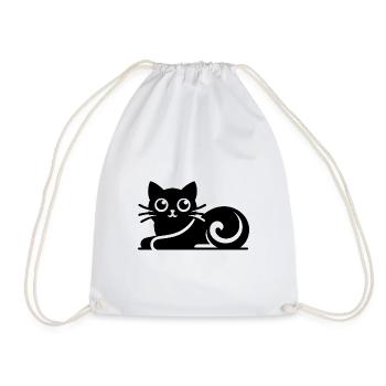 Abstract Cat Drawing - Drawstring Bag - white - Front