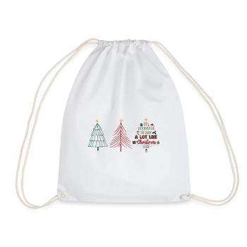 Merry Christmas, Christmas, Ugly Sweater, tree - Drawstring Bag - white - Front