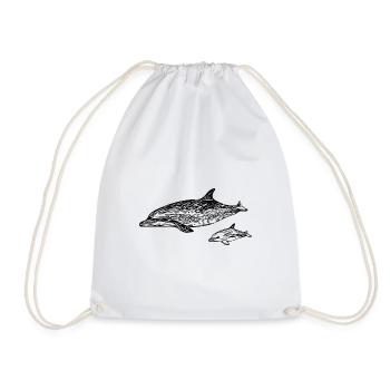 Delfine schwimmen - Baby Delphin Design - Turnbeutel - Weiß - Vorne