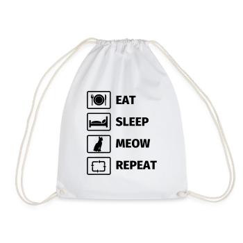 EAT SLEEP MEOW REPEAT - Drawstring Bag - white - Front