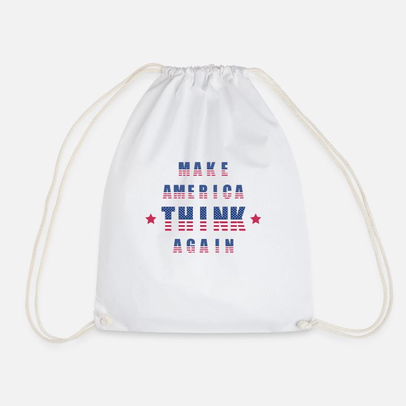 Make america think again - Drawstring Bag - white