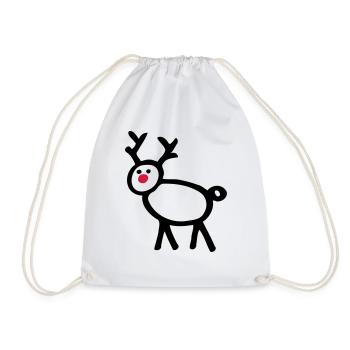 Stick figure reindeer deer funny motive - Drawstring Bag - white - Front