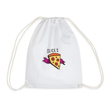 Ein Stück Pizza essen Geschenk lecker essen - Turnbeutel - Weiß - Vorne