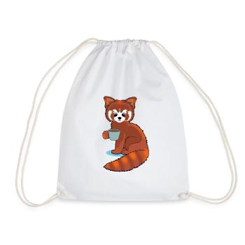 Roter Panda mit Kaffee Geschenk Cartoon Kawaii - Turnbeutel - Weiß - Vorne