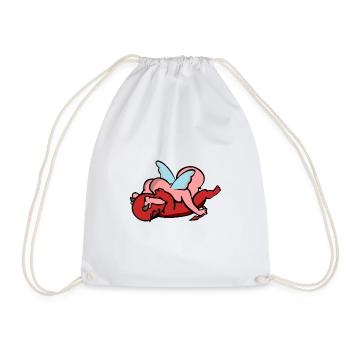 Playing angels and devils hug my hug - Drawstring Bag - white - Front