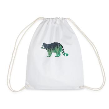 Zoo gift raccoon bear predator silhouette hunting - Drawstring Bag - white - Front