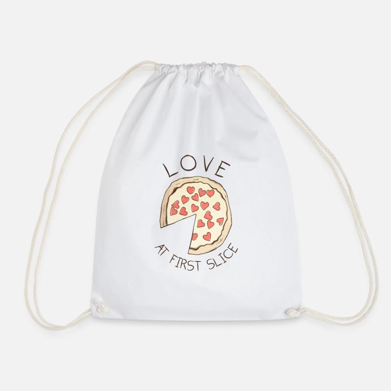 Pizza Love At First Slice - Drawstring Bag - white