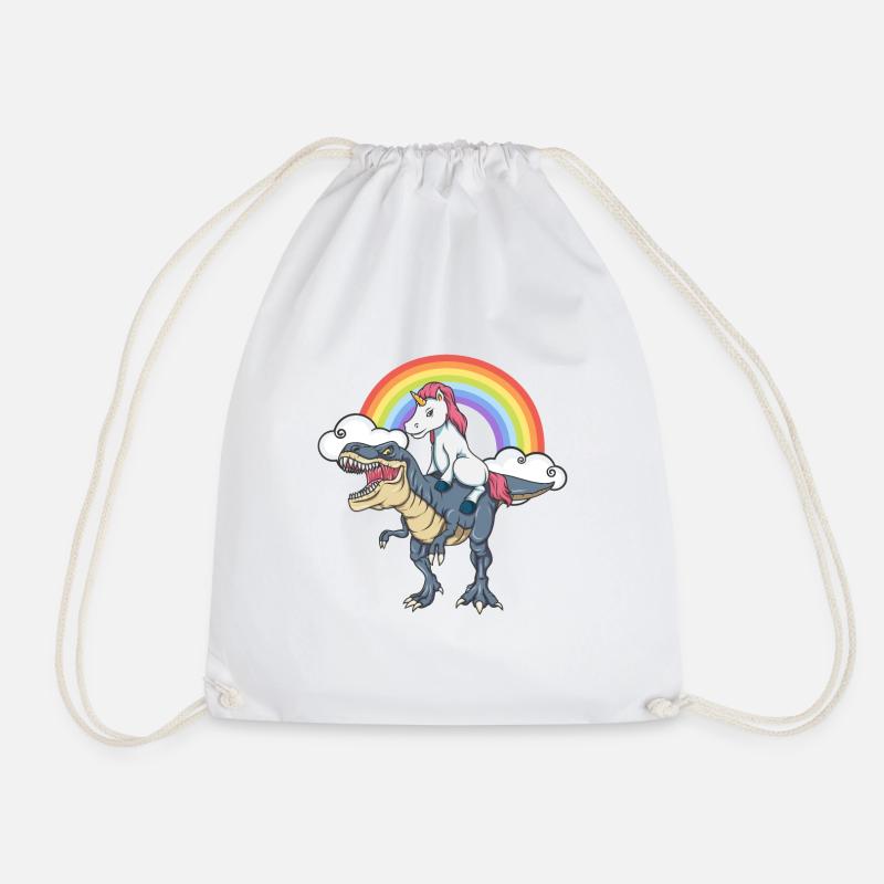 Einhorn Dinosaurier T-Rex Regenbogen Geschenk - Turnbeutel - Weiß