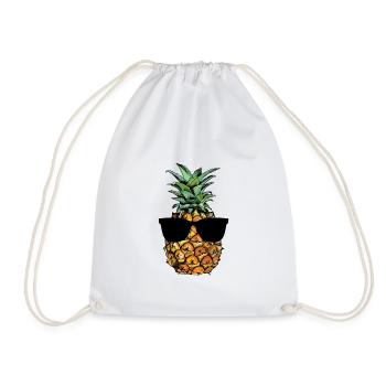 Ananas hipster avec des lunettes de soleil - design drôle - Sac de sport léger - blanc - Devant
