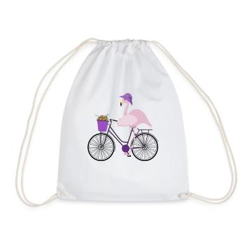 Flamingo riding a bike - Turnbeutel - Weiß - Vorne