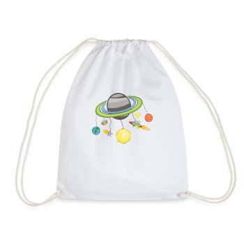 Space Mobile Planet Space / Gift Idea - Drawstring Bag - white - Front