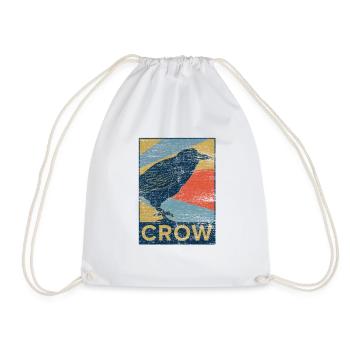 Raven crow bird animal gift pet vintage - Drawstring Bag - white - Front