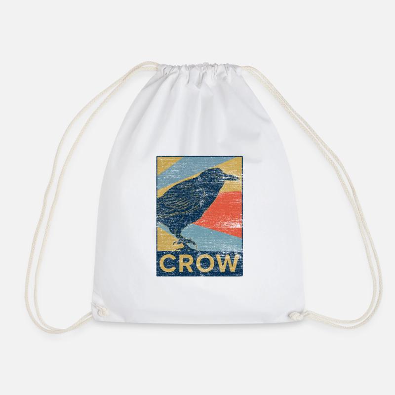 Rabe Krähe Vogel Tier Geschenk Haustier vintage - Turnbeutel - Weiß